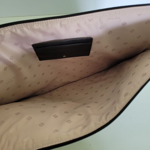 Kate Spade Laptop Sleeve Spencer Case Black Leather Padded Computer Pouch - Picture 3 of 11